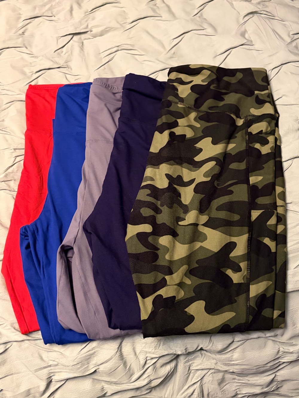 FIVE PAIR High-Waist Active Leggings with Side Pocket-red,black,royal,gray,camo